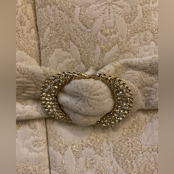 Vintage 1960s 1970s does Regency Quilted Gold and Cream Dress Size Small - Picture 8 of 11